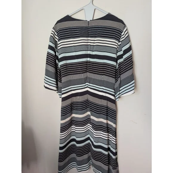 Ann Taylor Striped Dress 14 Black White Seafoam, Womens - Picture 7 of 10